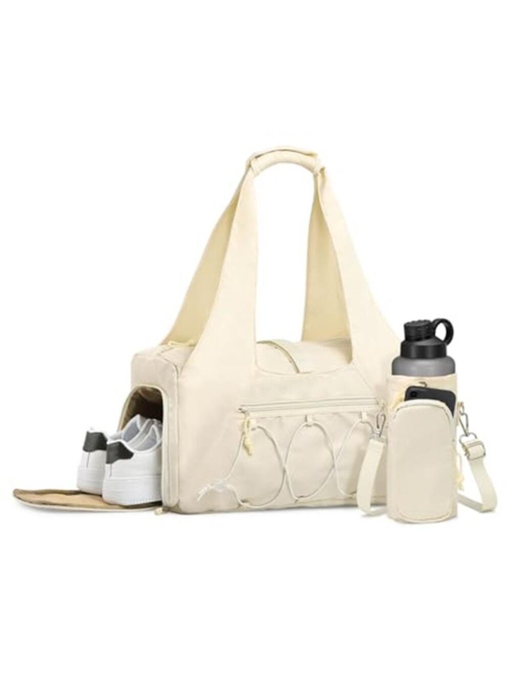 Women's Beige Gym Bag 35L | Shoe Compartment Workout Travel Duffle